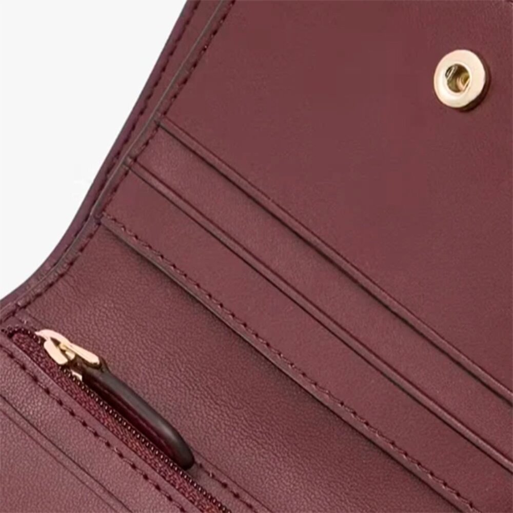 S Kate Spade Lena Small Bifold Wallet Cherrywood Leather KH788 NWT $179 Dark Red - Picture 4 of 6